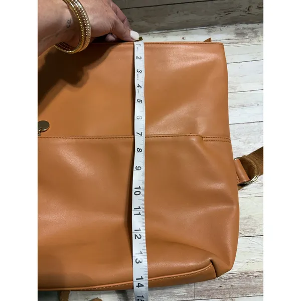 Mark And Graham Vegan Leather Backpack Top Zipper Camel - Image 9