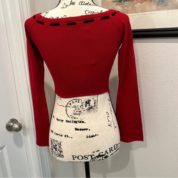 Garage Women's Red Long-Sleeve Tie-Front Top - Image 3