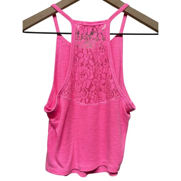 Abercrombie &‎ Fitch Y2K Vtg Cami Tank Top Women XS Pink Lace Coquette Halter - Image 2