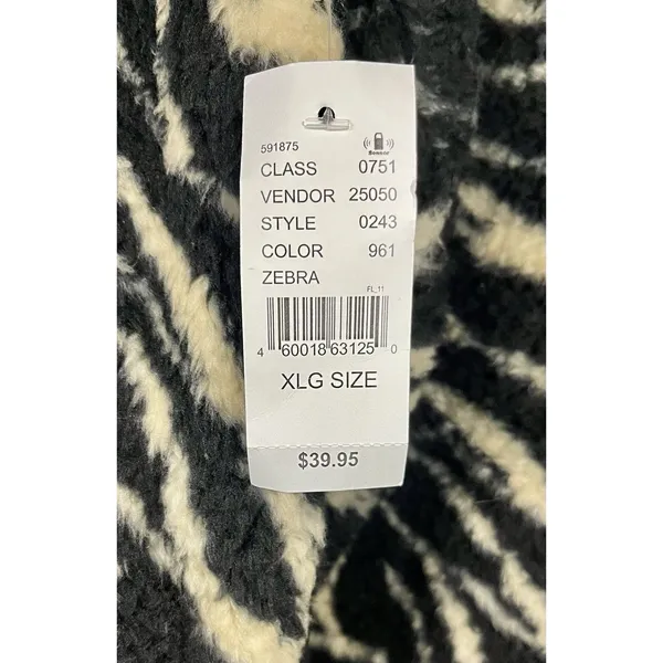 PacSun Zebra Print SzXL Cropped Sherpa Fleece Pullover – Black & Cream - Image 9