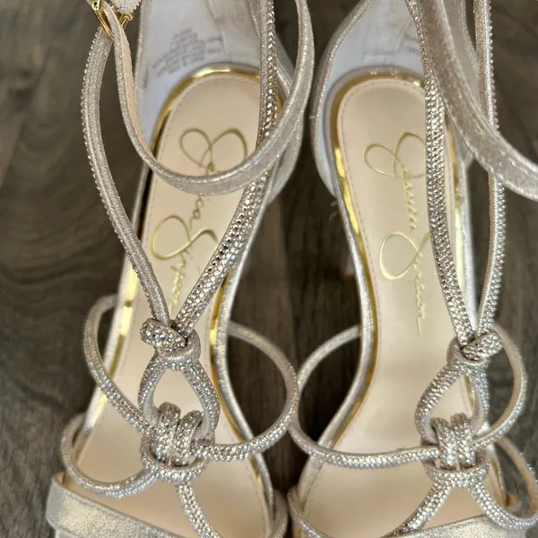 Jessica Simpson Josy Gold Rhinestone Stiletto Heels Size 7.5 - Image 8