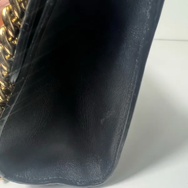 Gucci GG Black Leather Small Padlock Shoulder Bag Purse - Image 11