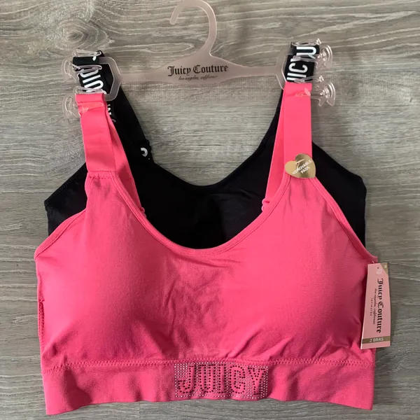 NWT Logo 2 Piece Hot Pink & Black Sports Bra Set - Image 2