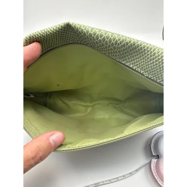 Green Snakeskin Embossed Cosmetic Bag Set Faux Leather Makeup Pouches 2 Piece - Image 6