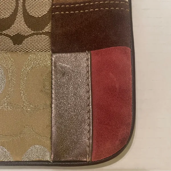Coach Patchwork Brown Leather Suede Duffel Shoulder Bag Crossbody Purse Handbag - Image 6