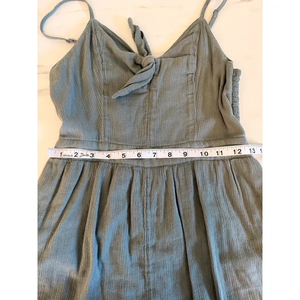 Aerie Sage‎ Green Tie Front Smocked Back Gauze Romper Small 1407-2818-82 - Image 8