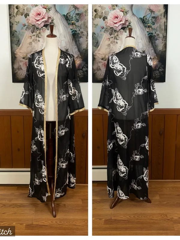 Gorgeous Sheer Floral Long Kimono Robe - Image 2