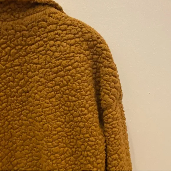 Pink Rose Teddy‎ Fleece Jacket Camel Brown Zip Front Sherpa Coat Women's Small - Image 4