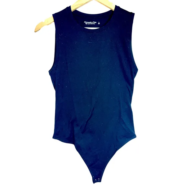 Abercrombie & Fitch Soft AF Black Sleeveless Crew Neck Tank Top Bodysuit Size S - Image 2