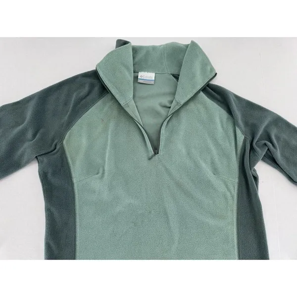Columbia Fleece Sweater Women’s Sz L 3/4 Zip Pullover Sweatshirt Outdoor Green - Image 3
