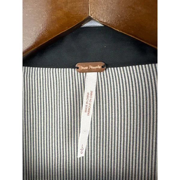 Women’s Free People Large Black & White Pinstriped Blouse - Image 4