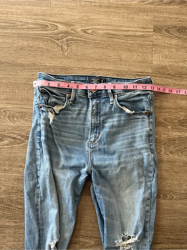 Abercrombie Simone High Rise Ankle Jeans Womens 28 6 Light Wash Distressed Y2K - Image 11