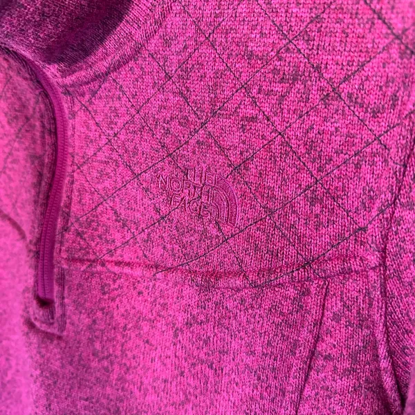 The North Face Pullover Fleece Jacket Pink Quilted Womens‎ Large Warm Logo - Image 5