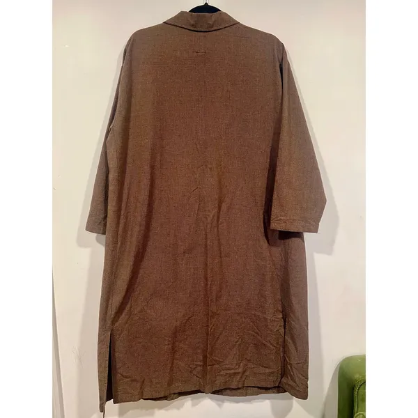 Boutique Brown Longline Duster Blazer Jacket Cotton Rayon Lagenlook Size Large - Image 3