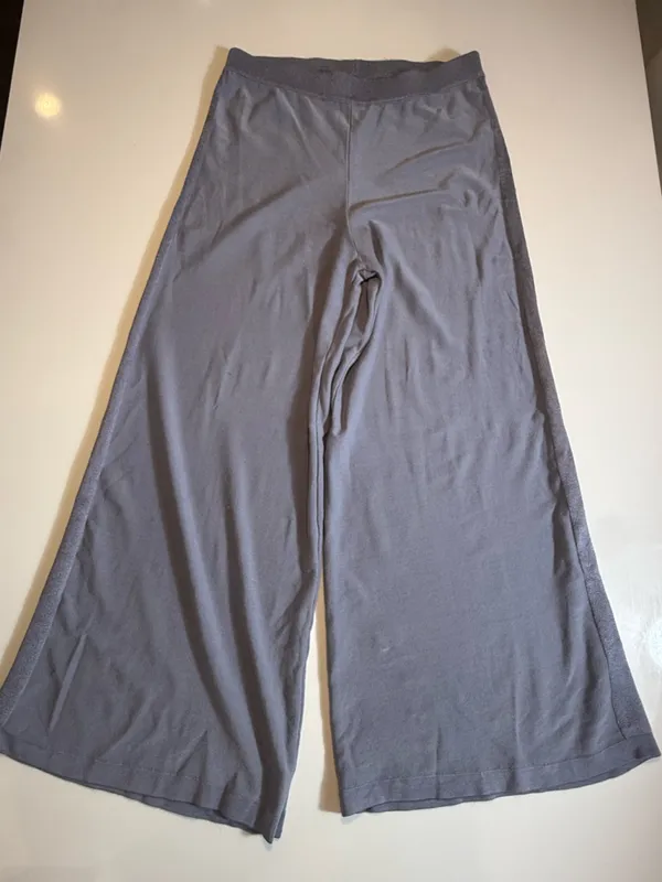 Free‎ People Show Off Set Pewter Gray Knit Bralette Wide Leg Pants Size M - Image 5