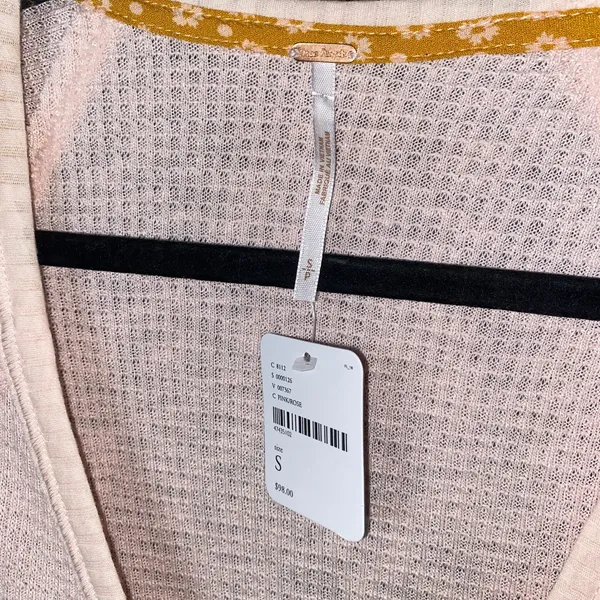 NWT Free People Pink Mustard Yellow Long Sleeve Wrap Auxton Top Women's Small - Image 5