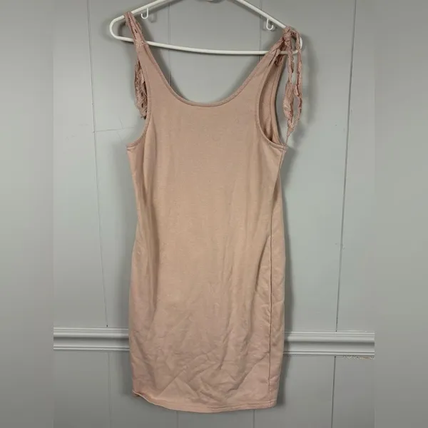 Venus Peach Pink Shoulder Tie Lounge Mini Dress XS Summer Loungewear Beach Cozy - Image 2