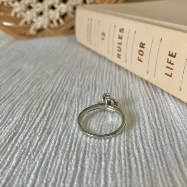 Love Knot Silver Diamond Ring Vintage Bow Pave Inset Promise Engagement Classic Jewelry - Image 8