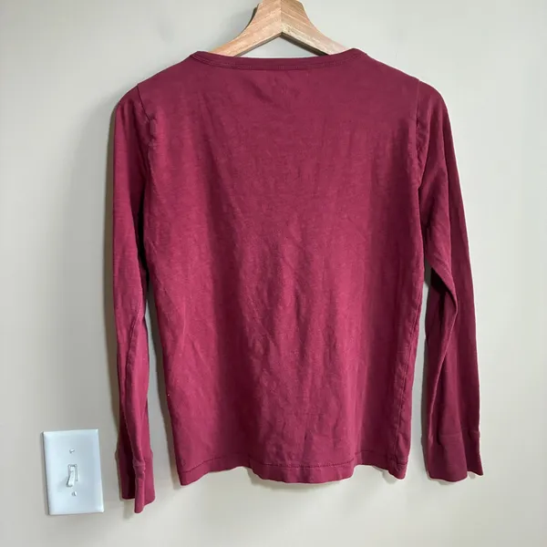 J.Crew Vintage Cotton Long Sleeve T-Shirt Size S Maroon Womens Slub Knit Tee - Image 7
