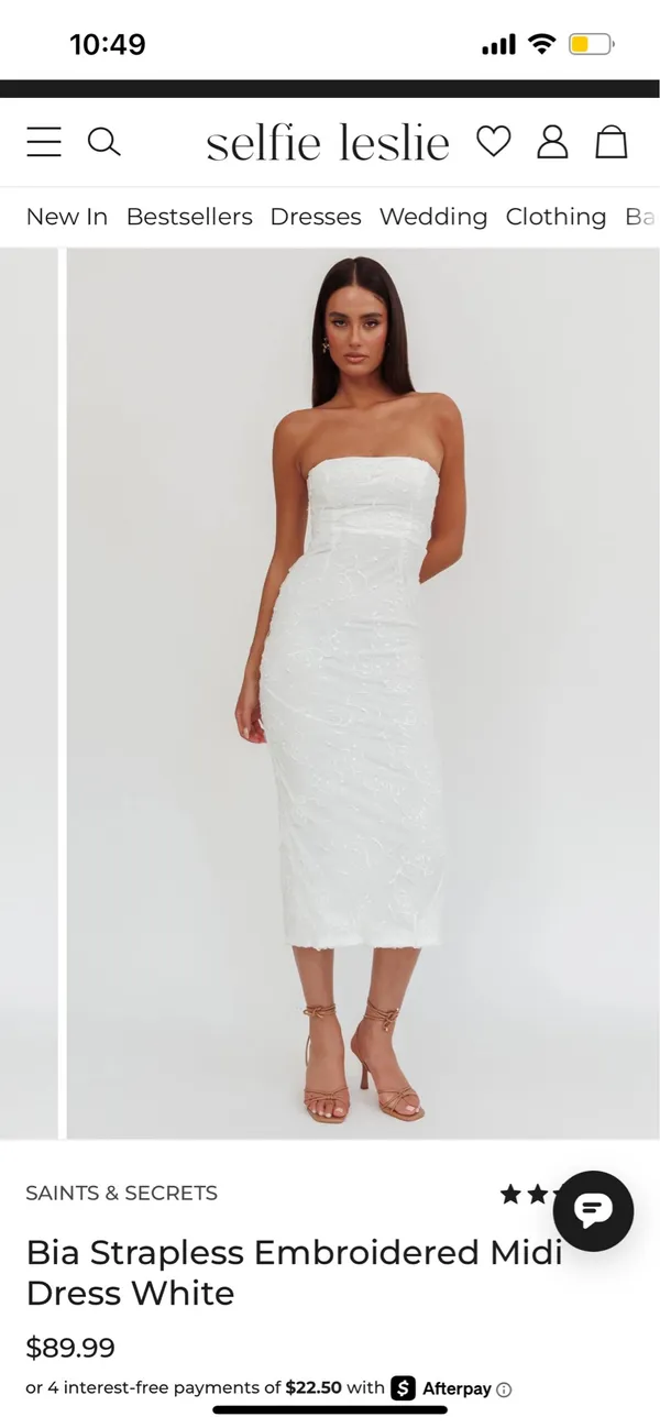 New Selfie Leslie Saints & Secrets Bia Strapless Embroidered Midi Dress Size Small - Image 6