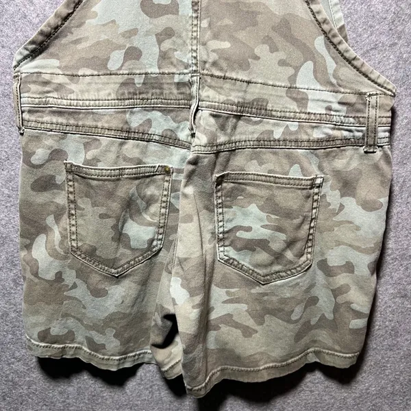 LEI Camo Print Shortall Overalls Green Camouflage Stretch Bibs Size M - Image 12
