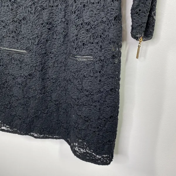Juicy Couture Black Lace Long Sleeve Back Zip Sheath Dress‎ Womens Size Medium M - Image 4