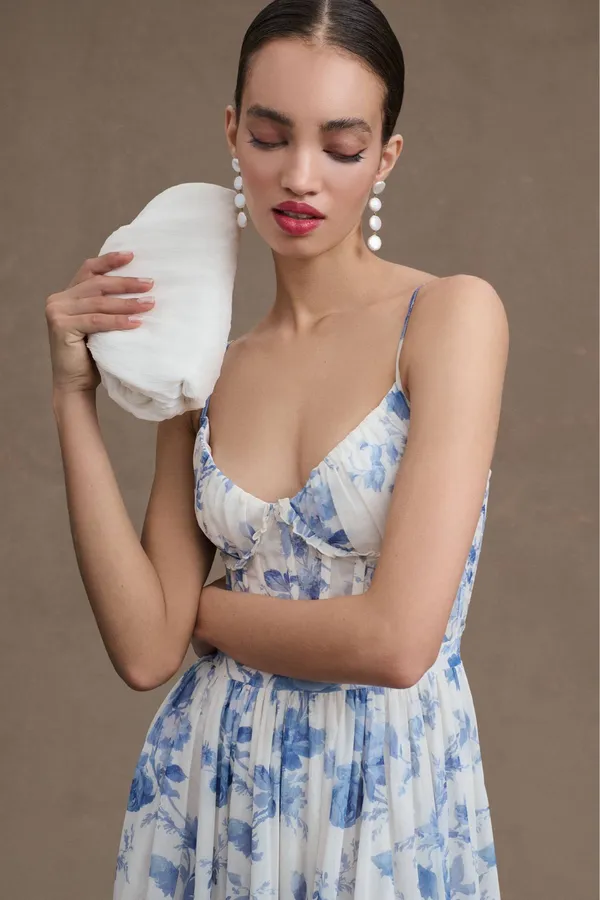 V. Chapman Carmen Corset Front-Slit Ruffled Gown - Image 3