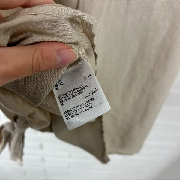 I.N.C. Neutral Linen Blend Boxy Short Sleeve Button Front Top Size XS - Image 9