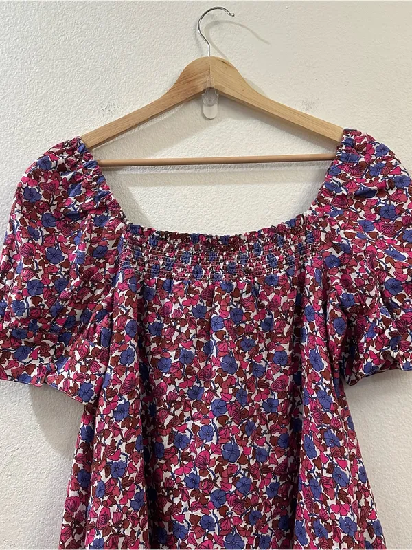 J.Crew Afternoon Linen Dress in Berry Floral Size Medium - Image 8