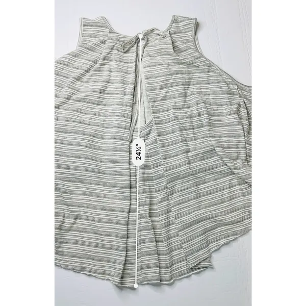 Free People Turn it Up Cream Striped High-low Tank Top SMALL‎ NWT Baggy Y2k - Image 7