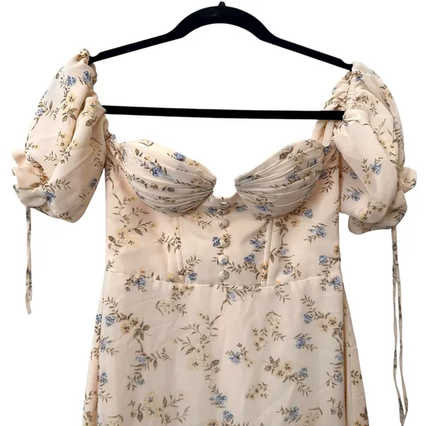 ADEIRLINA Bardot Floral Midi Dress Yellow NWT XS‎ - Image 4