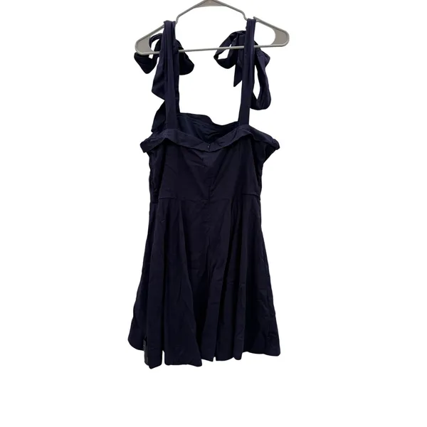 Lulus Navy Blue‎ Linen Blend Tie Shoulder Fit Flare Mini Dress Large NWT New - Image 4