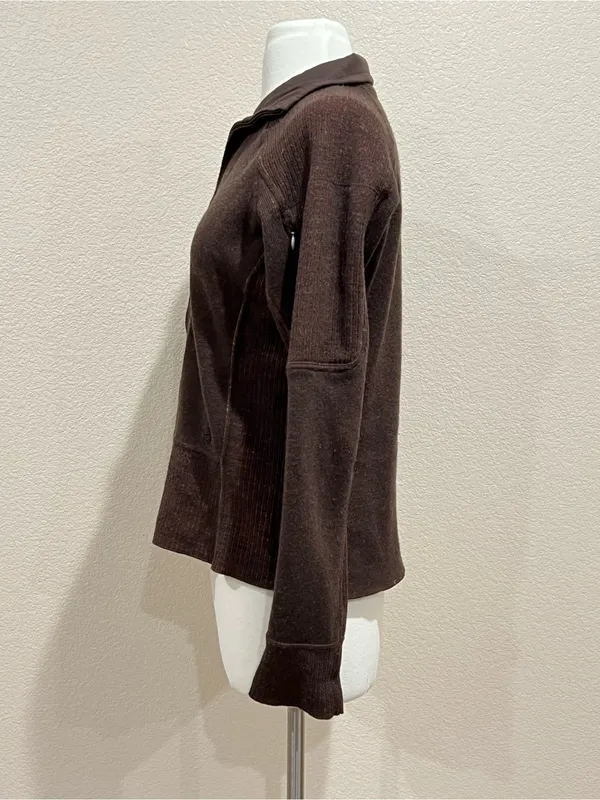 Mountain Hardwear Brown Sarafin Full Zip Wool Blend Sweater Jacket Size Medium - Image 7