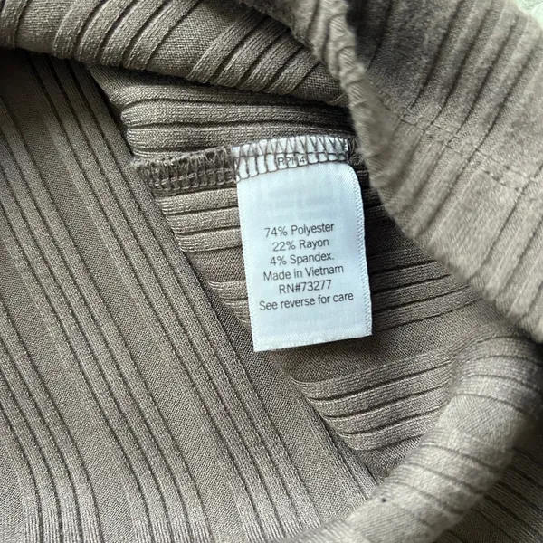 Nine West Taupe Gray Turtleneck Sleeveless Ribbed Midi Dress Size Medium - Image 10