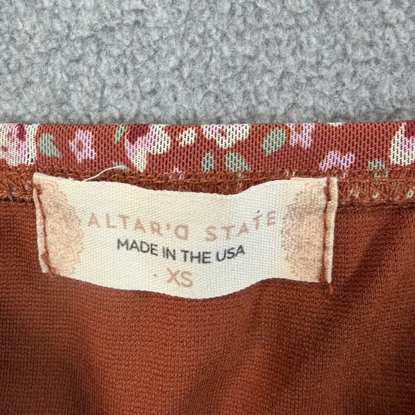 Altar'd State Floral Corset Bustier Top Size XS Brown Strapless Sweetheart Crop - Image 4