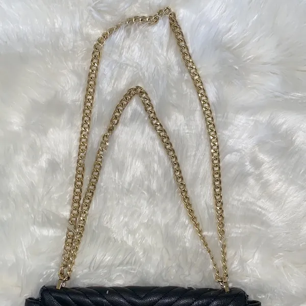 Victoria’s Secret Black and Gold Chain Crossbody Purse - Image 3