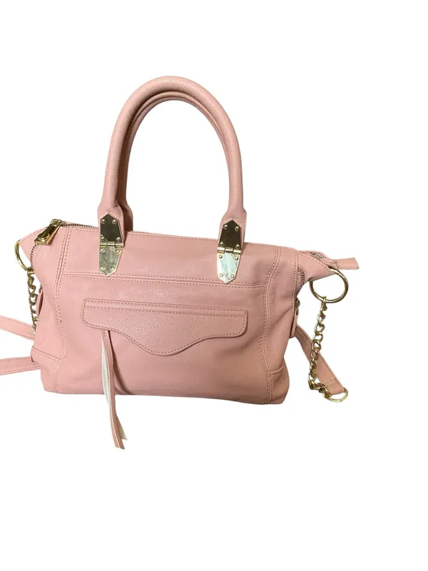 Steve Madden Pink Pebbled Leather Satchel Crossbody Bag Gold Hardware - Image 3