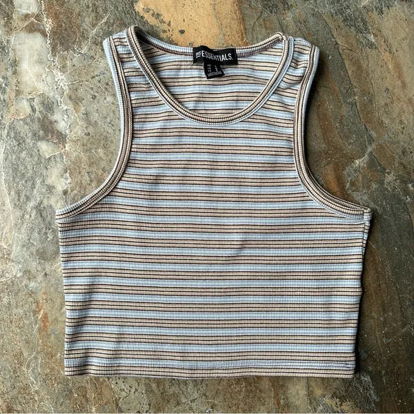 SWS Essentials Striped Crop Top Women's Size Large Comfy Casual - Image 2