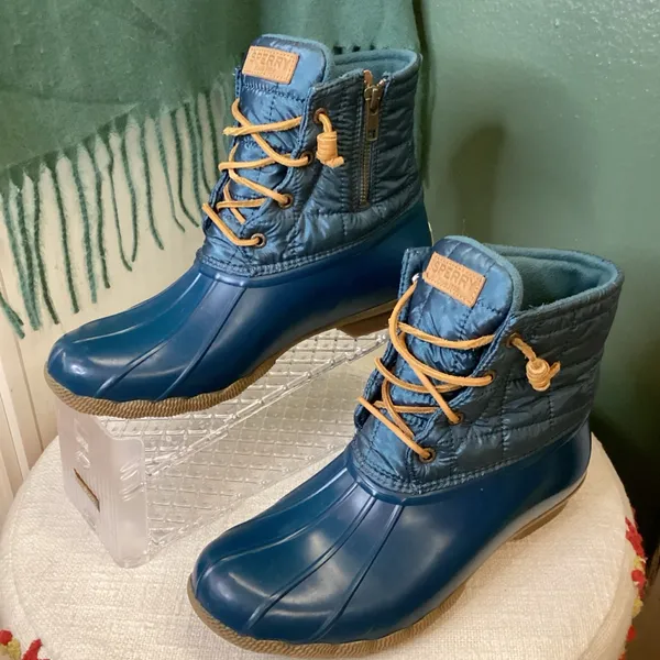 Sperry Teal Women’s Salt Water Quilted Duck Boots‎ Waterproof - Image 2