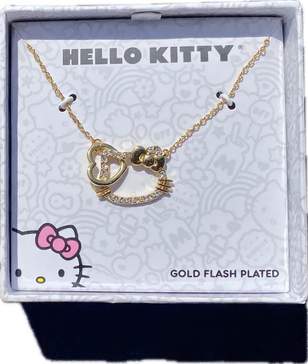 💕 NWT Hello Kitty 18” Flash Gold Plated Head Silhouette & Heart Pendant Chain Necklace $15.00 💕 - Image 7