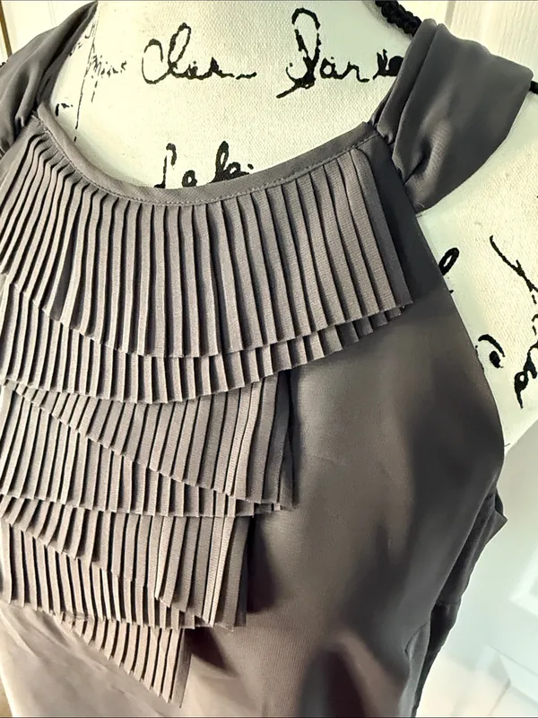 Apt. 9 Gray Sleeveless Pleated Ruffle Halter Blouse - Image 2