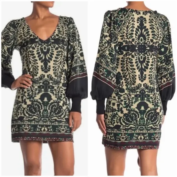 Free People Music & Lyrics Balloon Sleeve Knit Sweater Dress XS - Image 7