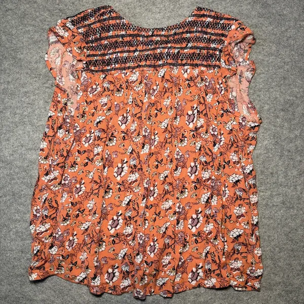 Natural Reflections Women's Floral Smocked Blouse, Size L - Image 4