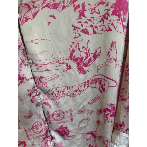 Free People Dreamy Days pink cowboy rodeo satin pajama top size‎ medium - Image 2
