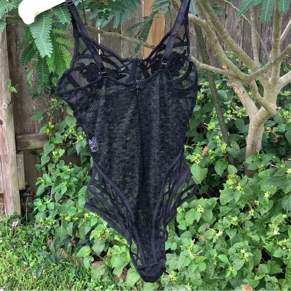 Naked Wardrobe Black Lace Bodysuit S - Image 5