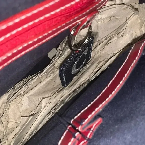 Deadstock vintage y2k denim embroidered c initial purse - Image 5