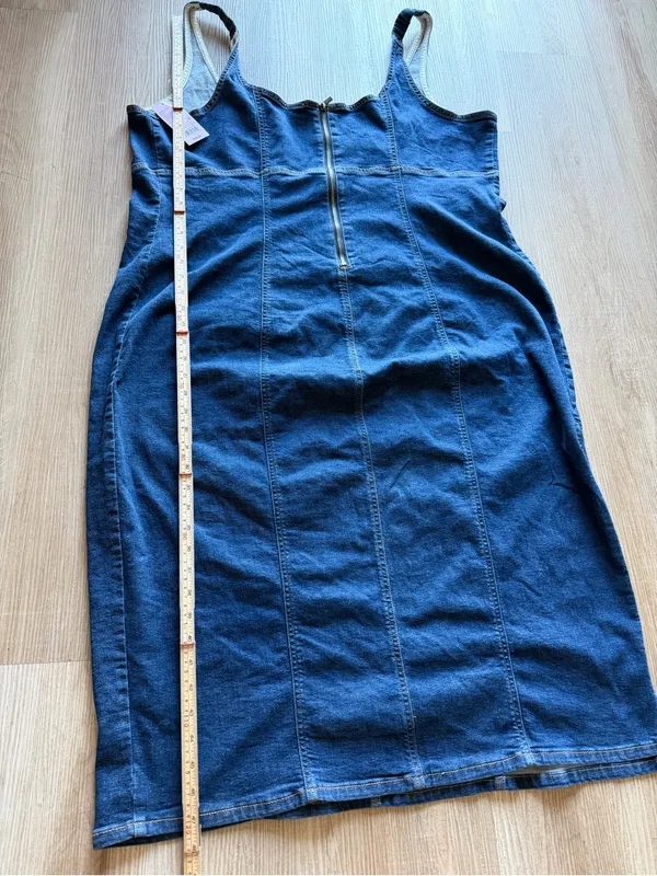 Target Dark Blue Denim Slip Dress with Contrast‎ Stitching - Image 2