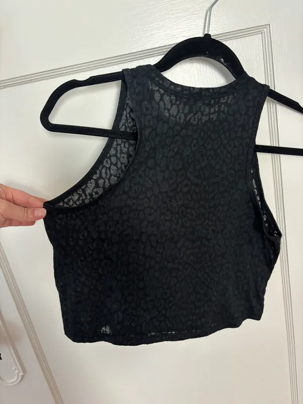 Cheetah Sheer Workout Top Black - Image 2