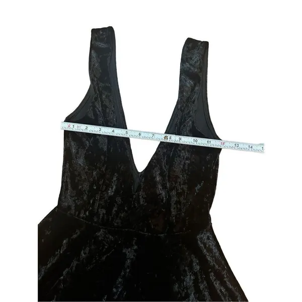 Lulus This Night Black Velvet Backless Skater‎ Dress Sz S - Image 7
