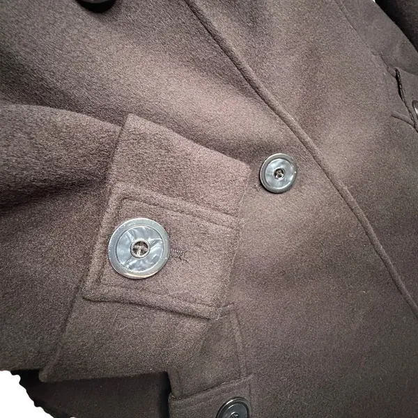 Kristen Blake Single Breasted Fine Australian Wool Button Pea Coat Brown S 6 - Image 6
